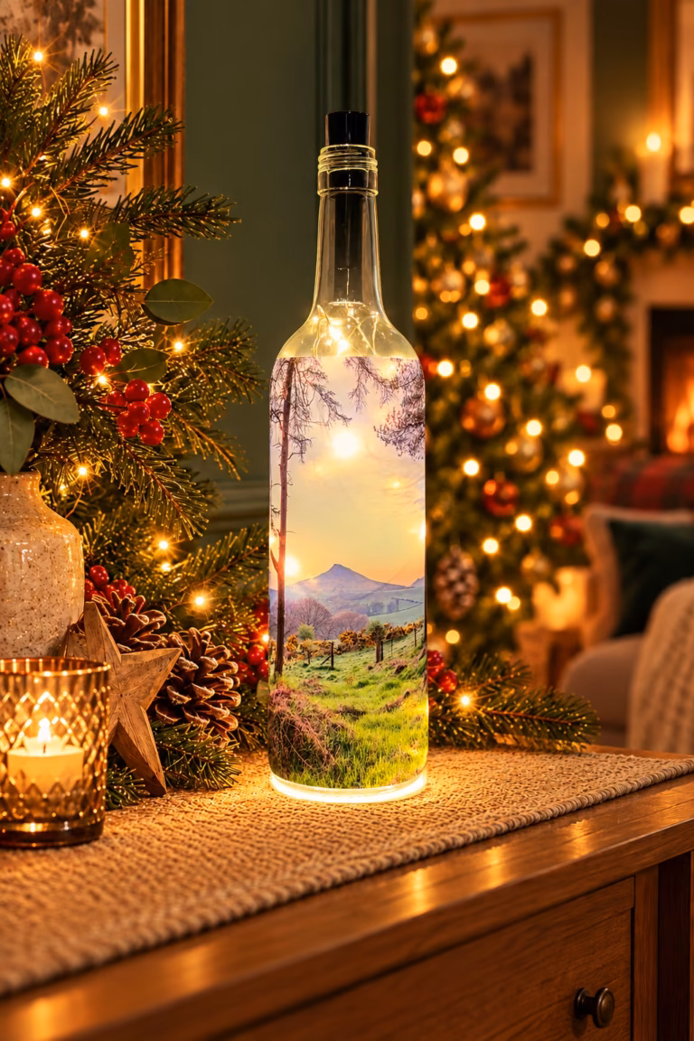 Roseberry Topping Through The Trees Light Up Bottle Lit