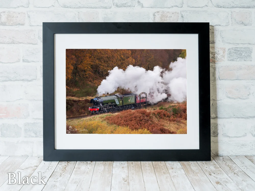 60103 Flying Scotsman At Fen Bog NYMR 6 60103 Flying Scotsman At Fen Bog NYMR - Black-Landscape-Frame
