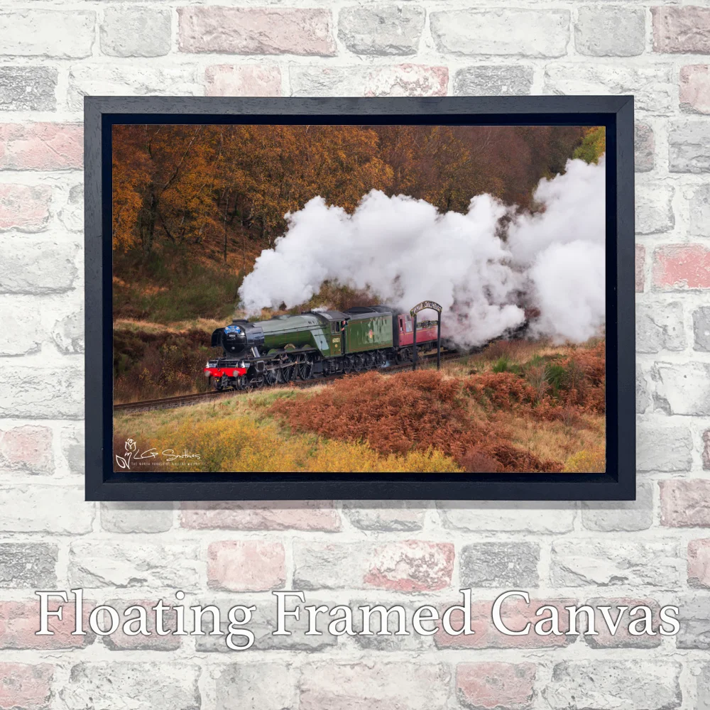 60103 Flying Scotsman At Fen Bog NYMR 3 60103 Flying Scotsman At Fen Bog NYMR - Landscape-Float-Frame-Canvas