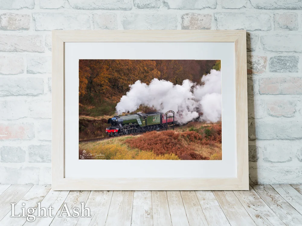 60103 Flying Scotsman At Fen Bog NYMR 5 60103 Flying Scotsman At Fen Bog NYMR - Light-Ash-Landscape-Frame