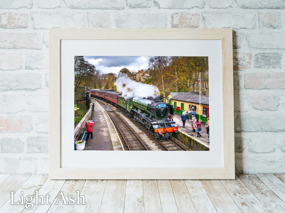 60103 Flying Scotsman Locomotive Arrives At Pickering Station 5 60103 Flying Scotsman Locomotive Arrives At Pickering Station - Light-Ash-Landscape-Frame