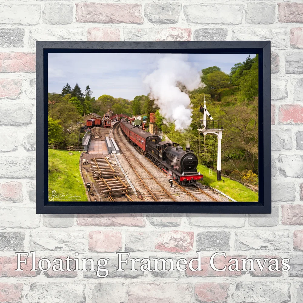 65894 Departing Hogsmeade Station At Goathland 3 65894 Departing Hogsmeade Station At Goathland - Landscape-Float-Frame-Canvas