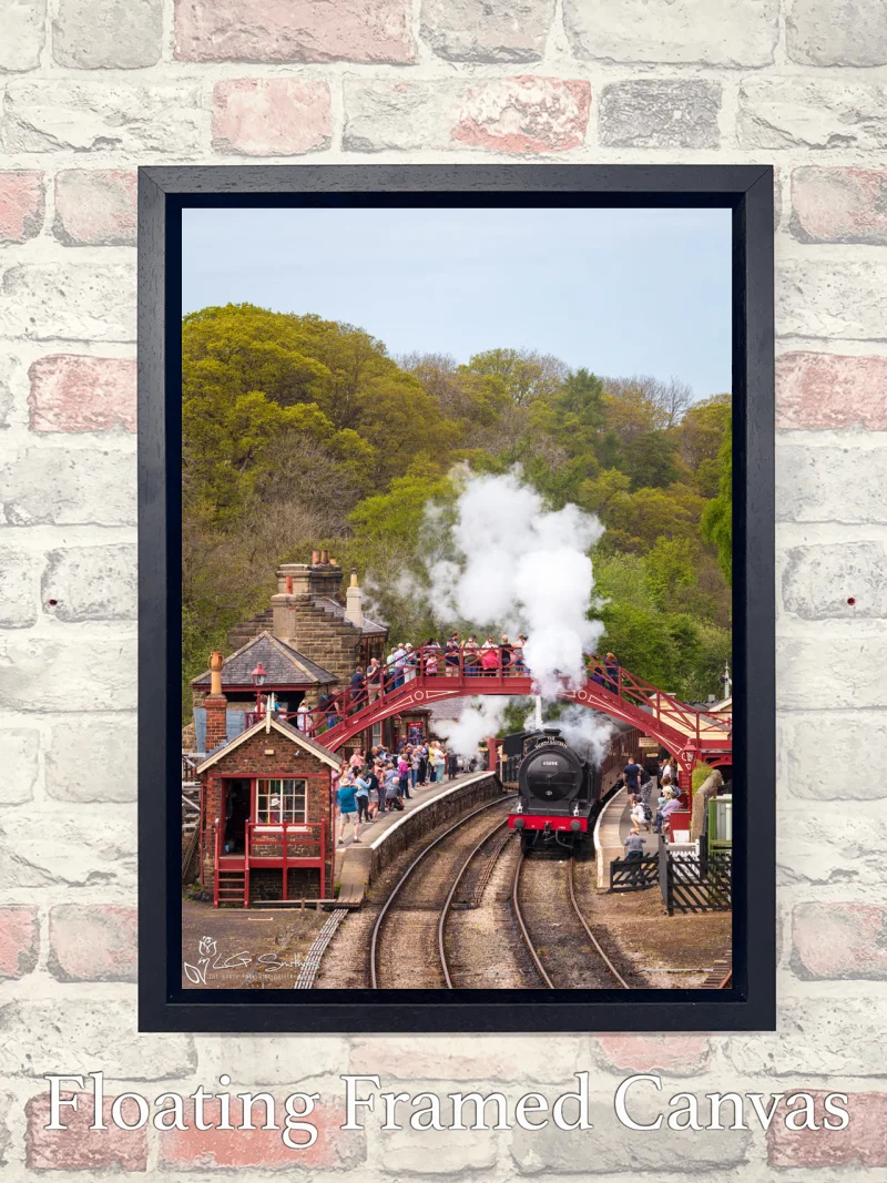 65894 J27 Arrives At Goathland Station 7 65894 J27 Arrives At Goathland Station - Float-Frame-Canvas-Portrait