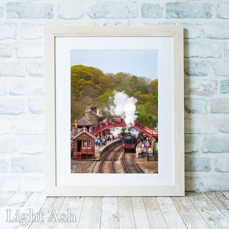 65894 J27 Arrives At Goathland Station 2 65894 J27 Arrives At Goathland Station - Light-Ash-Portrait-Frame