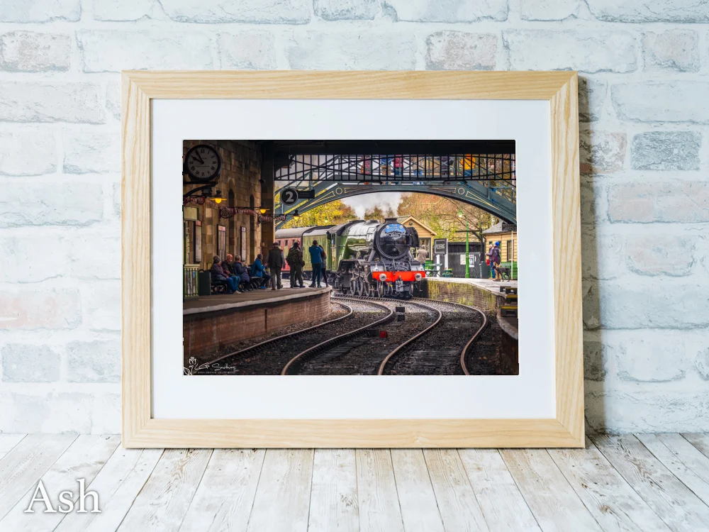 A3 Flying Scotsman arrives At Pickering Station NYMR 7 A3 Flying Scotsman arrives At Pickering Station NYMR - Ash-Landscape-Frame