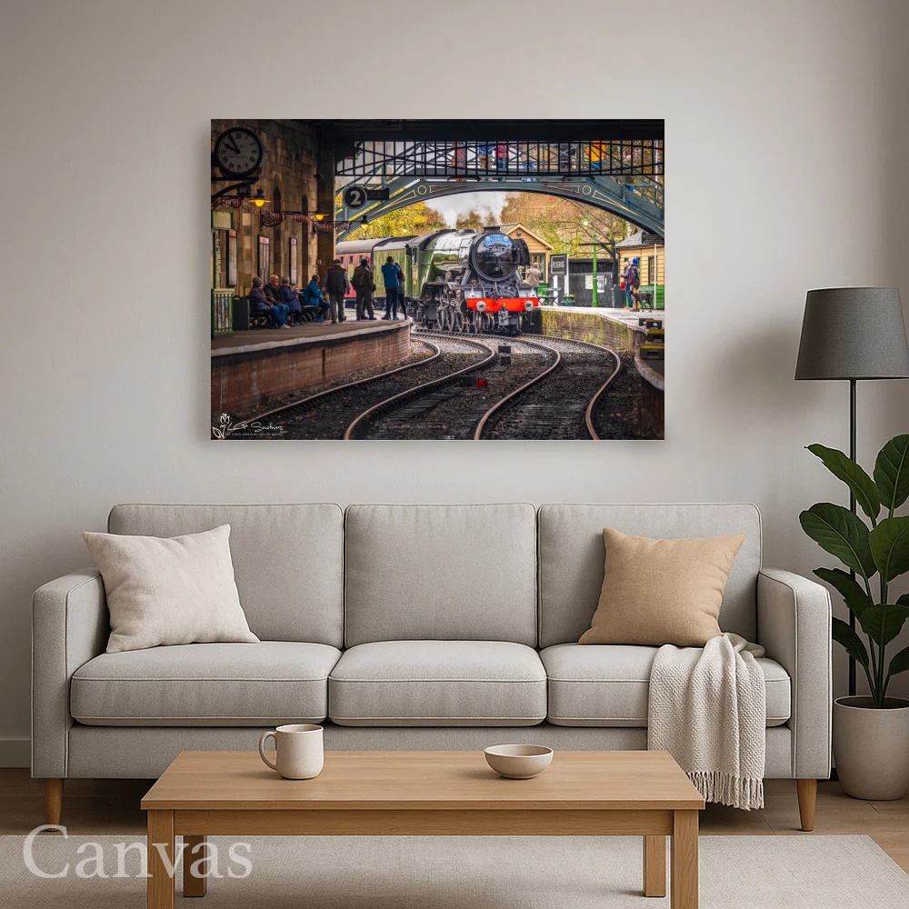 A3 Flying Scotsman arrives At Pickering Station NYMR 8 A3 Flying Scotsman arrives At Pickering Station NYMR - Wall-art-for-living-room-landscape