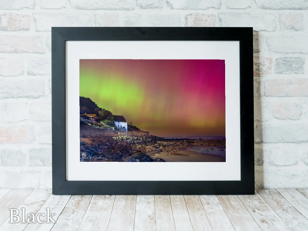 Aurora Borealis At Runswick Bay 6 Aurora Borealis At Runswick Bay - Black-Landscape-Frame