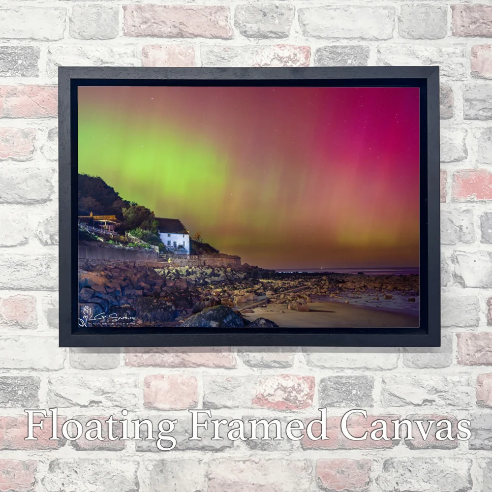 Aurora Borealis At Runswick Bay 3 Aurora Borealis At Runswick Bay - Landscape-Float-Frame-Canvas