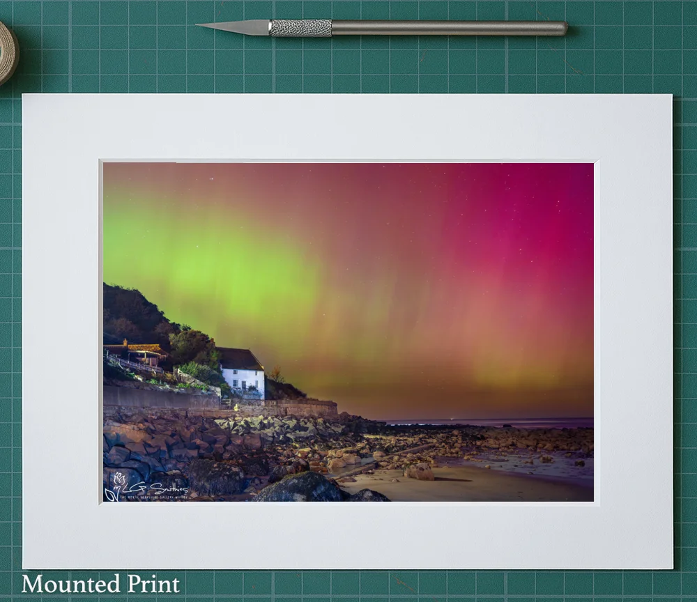 Aurora Borealis At Runswick Bay 2 Aurora Borealis At Runswick Bay - Landscape-Mounted-Print