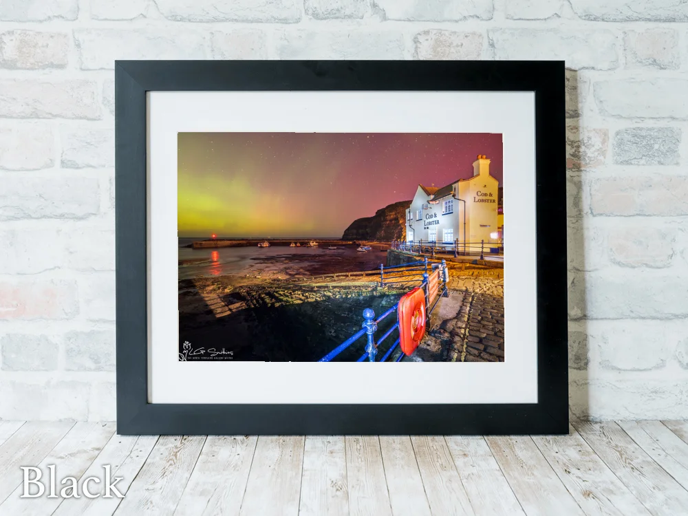 Aurora Borealis At The Cod And Lobster Staithes 6 Aurora Borealis At The Cod And Lobster Staithes - Black-Landscape-Frame