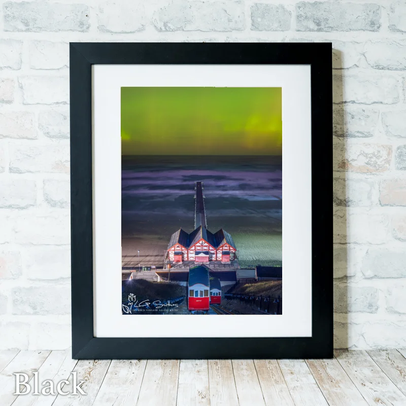 Aurora Borealis From Saltburn Cliff Lift 3 Aurora Borealis From Saltburn Cliff Lift - Black-Portrait-Frame