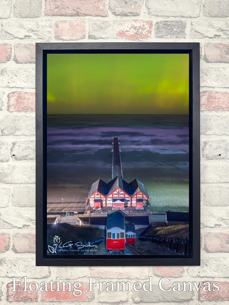 Aurora Borealis From Saltburn Cliff Lift 7 Aurora Borealis From Saltburn Cliff Lift - Float-Frame-Canvas-Portrait