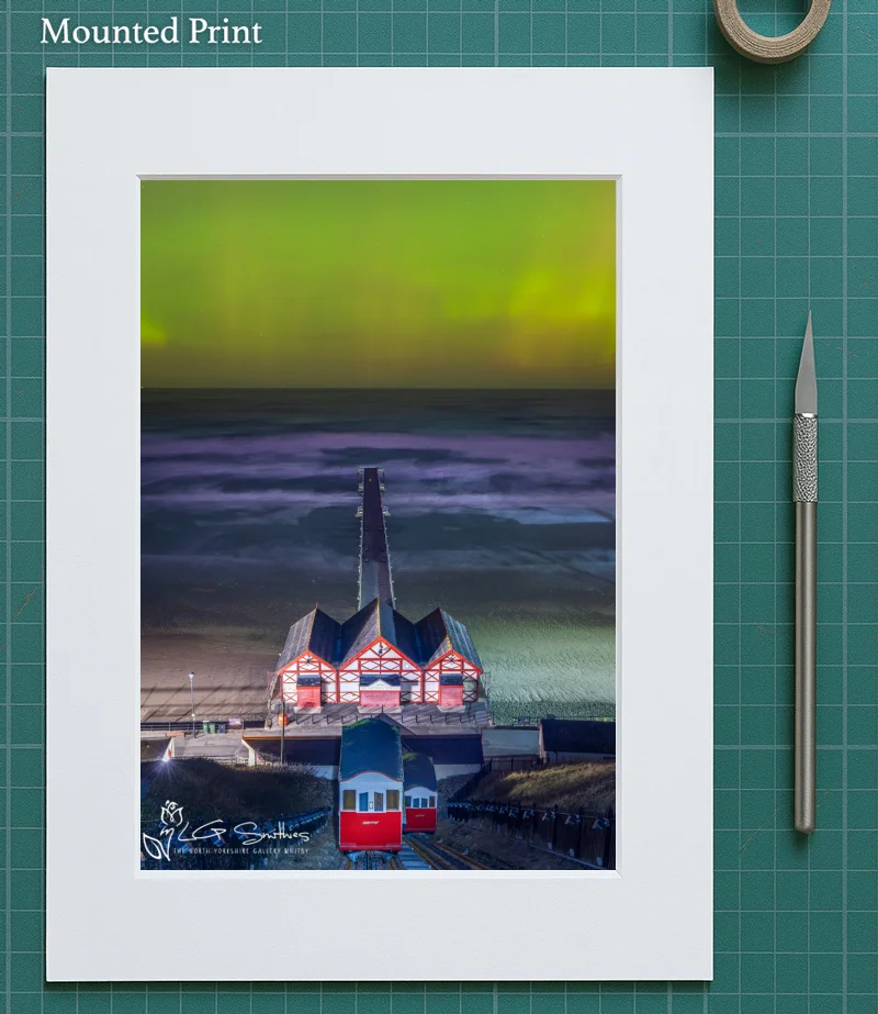 Aurora Borealis From Saltburn Cliff Lift 5 Aurora Borealis From Saltburn Cliff Lift - Mounted-Print-Portrait