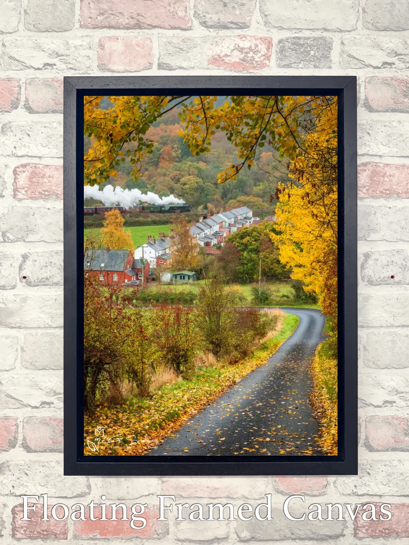 Autumn At Esk Valley Cottages As Flying Scotsman Passes by 7 Autumn At Esk Valley Cottages As Flying Scotsman Passes by - Float-Frame-Canvas-Portrait