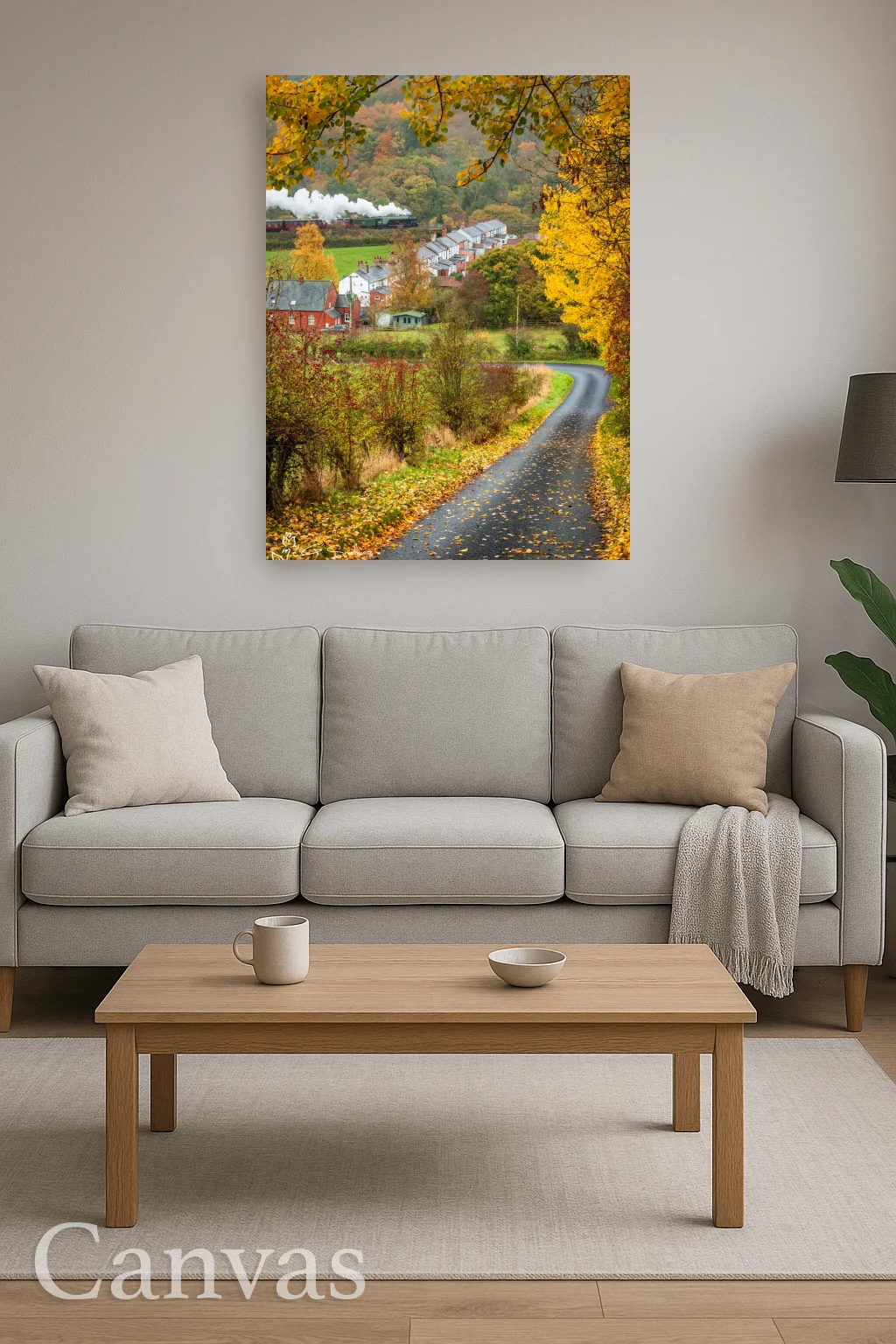 Autumn At Esk Valley Cottages As Flying Scotsman Passes by 8 Autumn At Esk Valley Cottages As Flying Scotsman Passes by - Wall-art-for-living-room-portrait