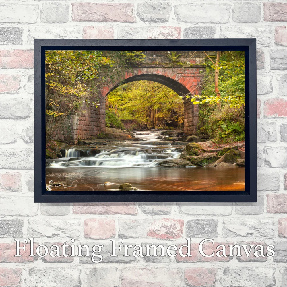 Autumn Under Falling Foss Bridge 3 Autumn Under Falling Foss Bridge - Landscape-Float-Frame-Canvas