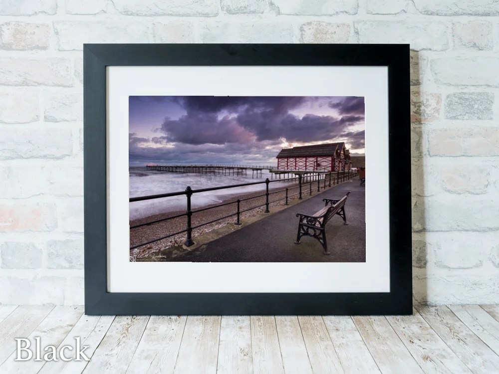Bench By The Pier Saltburn By The Sea 6 Bench By The Pier Saltburn By The Sea - Black-Landscape-Frame