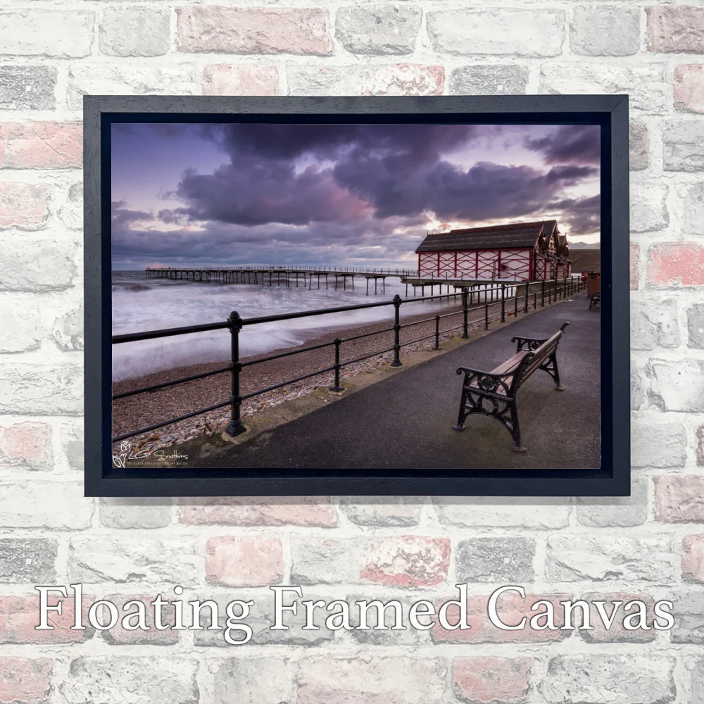 Bench By The Pier Saltburn By The Sea 3 Bench By The Pier Saltburn By The Sea - Landscape-Float-Frame-Canvas