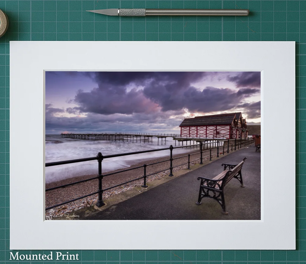 Bench By The Pier Saltburn By The Sea 2 Bench By The Pier Saltburn By The Sea - Landscape-Mounted-Print