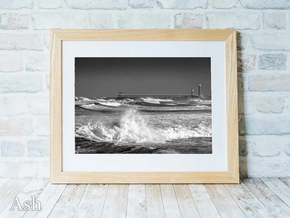 Big Waves At Whitby Black And White 7 Big Waves At Whitby Black And White - Ash-Landscape-Frame