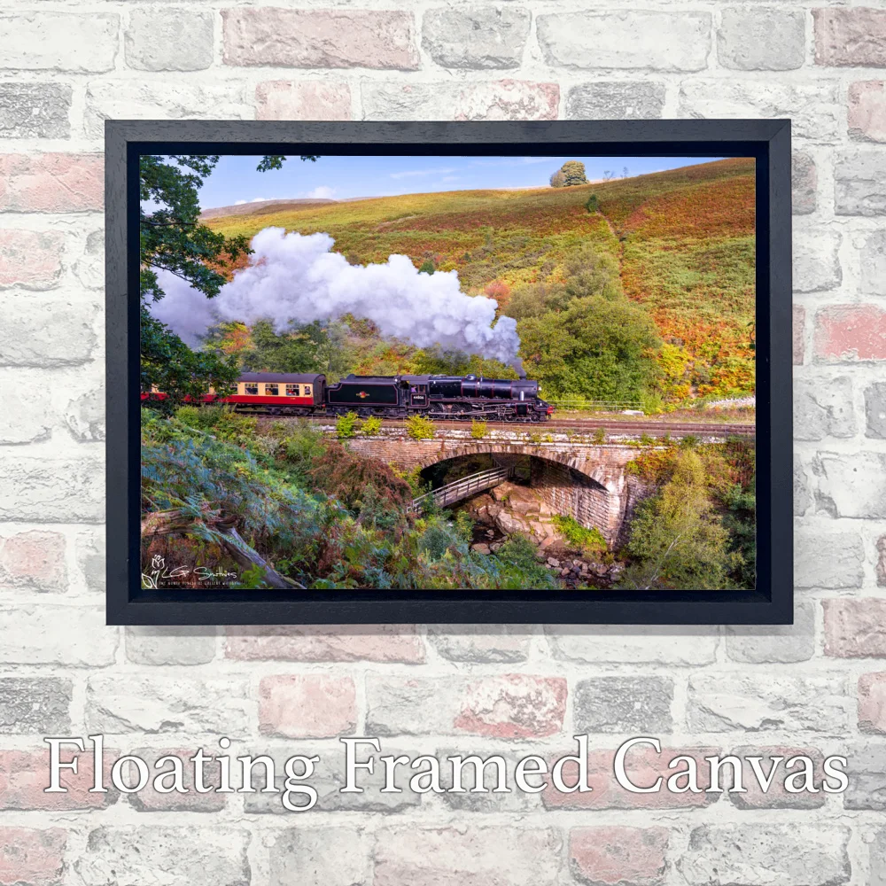 Black 5 No. 44806 At Water Arc NYMR 3 Black 5 No. 44806 At Water Arc NYMR - Landscape-Float-Frame-Canvas
