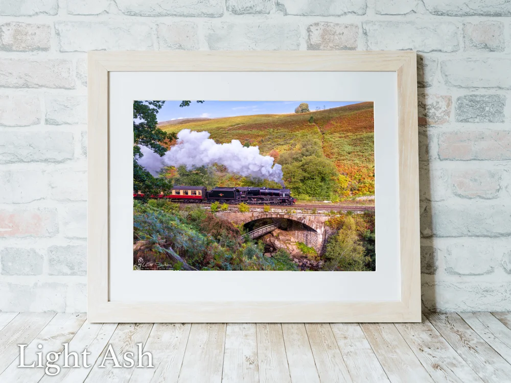 Black 5 No. 44806 At Water Arc NYMR 5 Black 5 No. 44806 At Water Arc NYMR - Light-Ash-Landscape-Frame