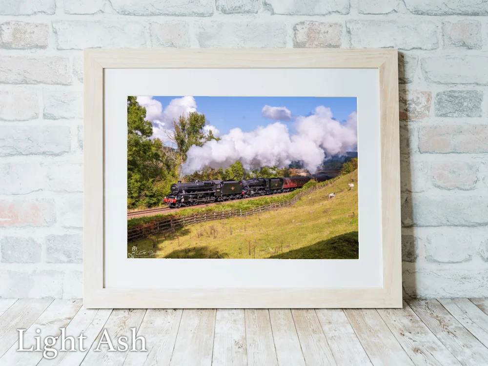 Black 5 No. 5428 Eric Treacy and Black 5 No. 44806 On The NYMR 5 Black 5 No. 5428 Eric Treacy and Black 5 No. 44806 On The NYMR - Light-Ash-Landscape-Frame