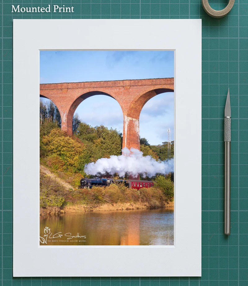 Black 5 No. 5428 Eric Treacy Leaving Whitby 5 Black 5 No. 5428 Eric Treacy Leaving Whitby - Mounted-Print-Portrait