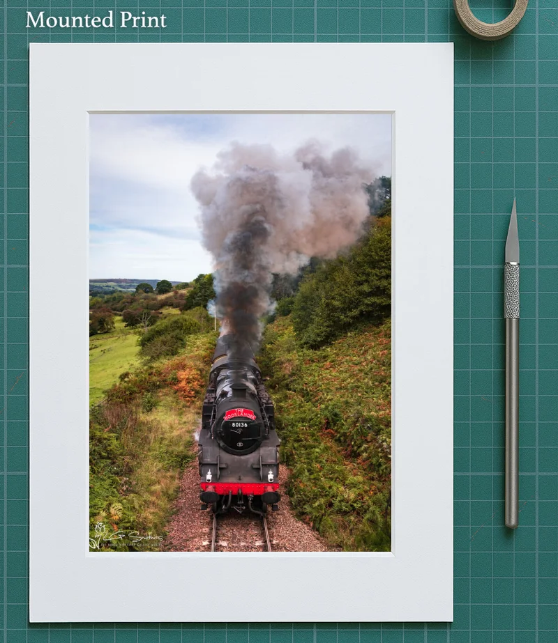 BR Standard 4 Tank On The North York Moors Railway 5 BR Standard 4 Tank On The North York Moors Railway - Mounted-Print-Portrait