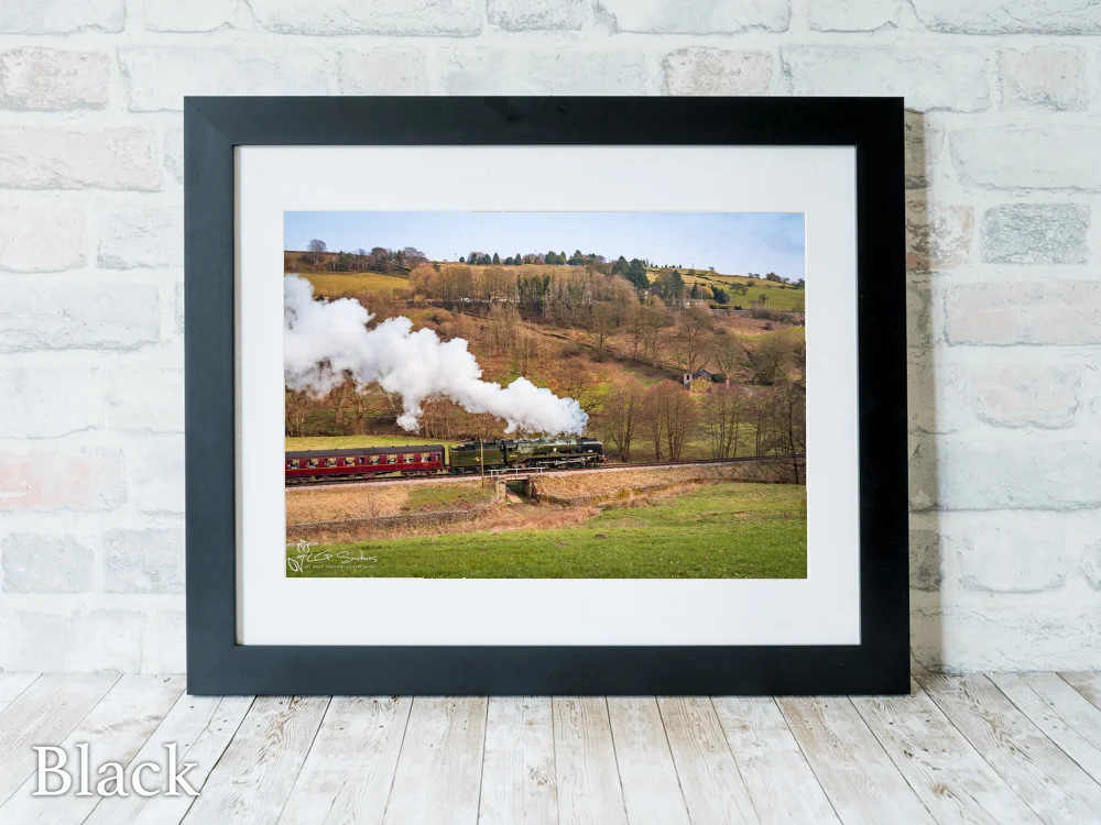 Braunton Steam Engine On Its Way To Oxenhope Station 6 Braunton Steam Engine On Its Way To Oxenhope Station - Black-Landscape-Frame