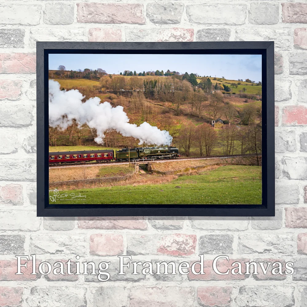 Braunton Steam Engine On Its Way To Oxenhope Station 3 Braunton Steam Engine On Its Way To Oxenhope Station - Landscape-Float-Frame-Canvas