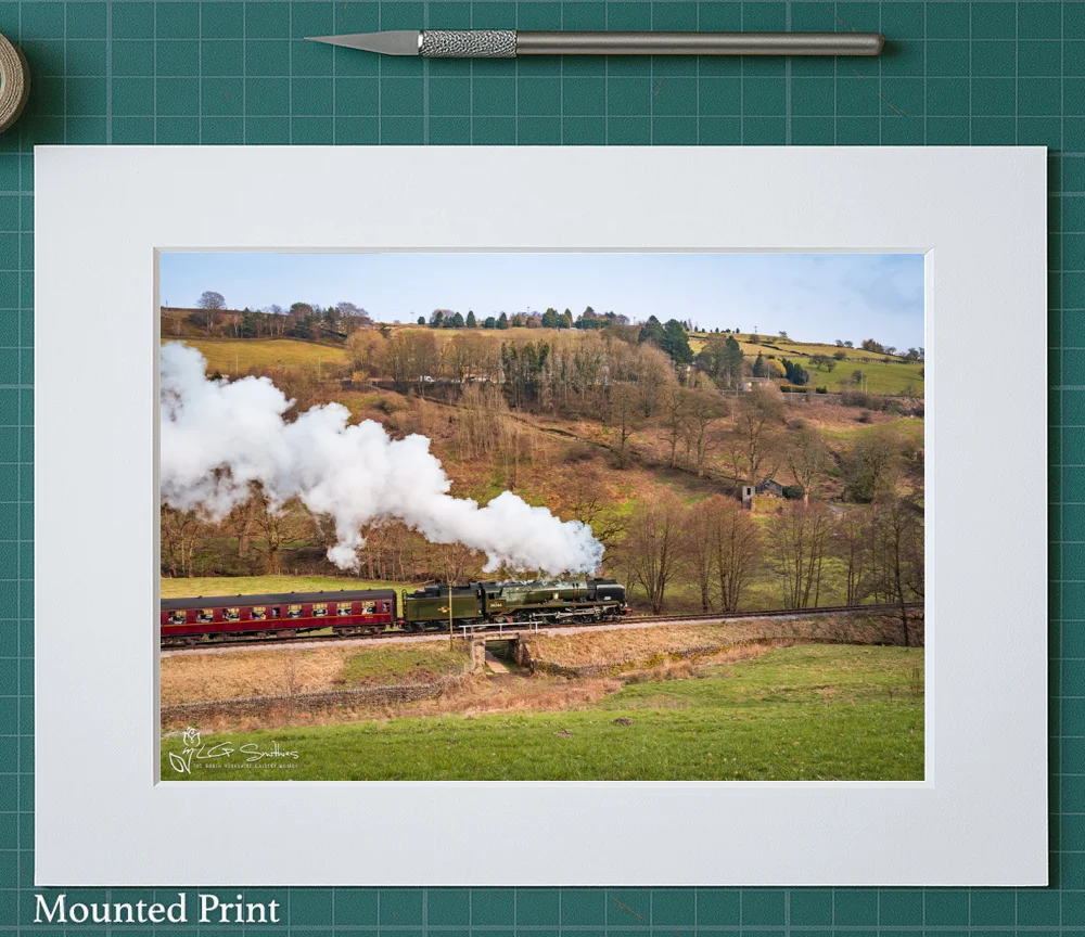 Braunton Steam Engine On Its Way To Oxenhope Station 2 Braunton Steam Engine On Its Way To Oxenhope Station - Landscape-Mounted-Print