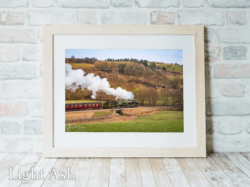 Braunton Steam Engine On Its Way To Oxenhope Station 5 Braunton Steam Engine On Its Way To Oxenhope Station - Light-Ash-Landscape-Frame