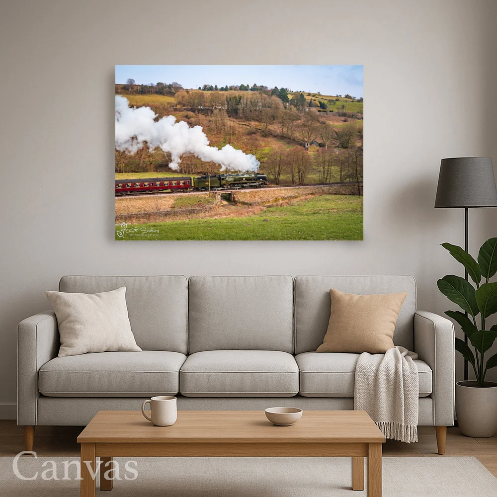 Braunton Steam Engine On Its Way To Oxenhope Station 8 Braunton Steam Engine On Its Way To Oxenhope Station - Wall-art-for-living-room-landscape