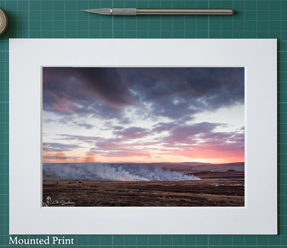 Burning Heather In The Esk Valley 2 Burning Heather In The Esk Valley - Landscape-Mounted-Print