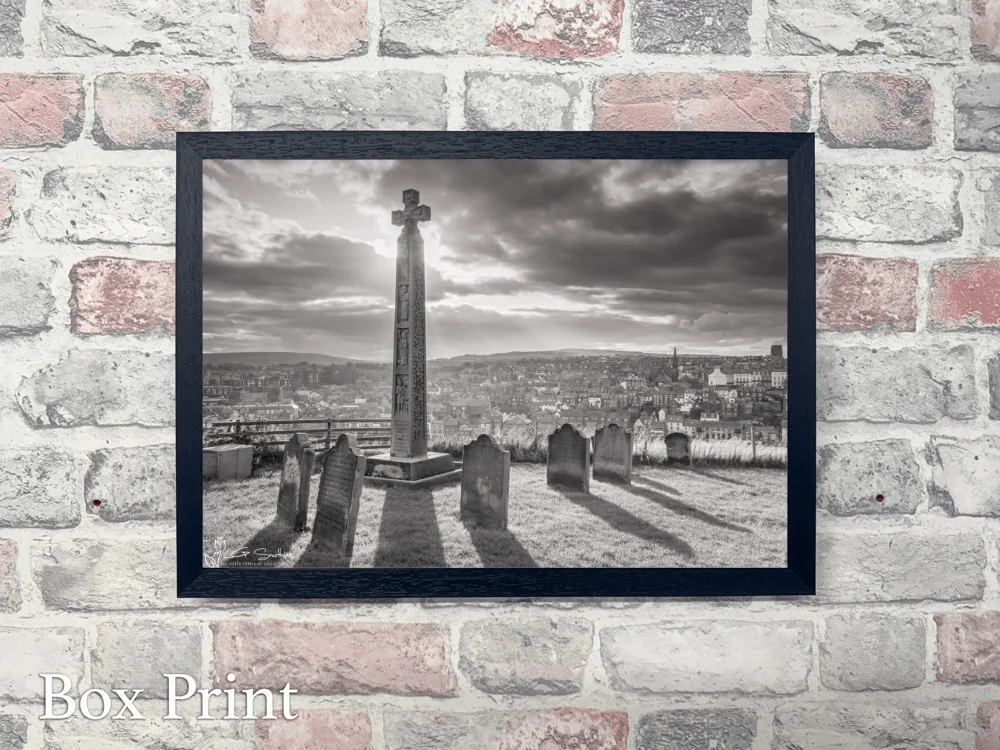 Caedmon's Cross Black And White 4 Caedmon's Cross Black And White - Landscape-Box-Print