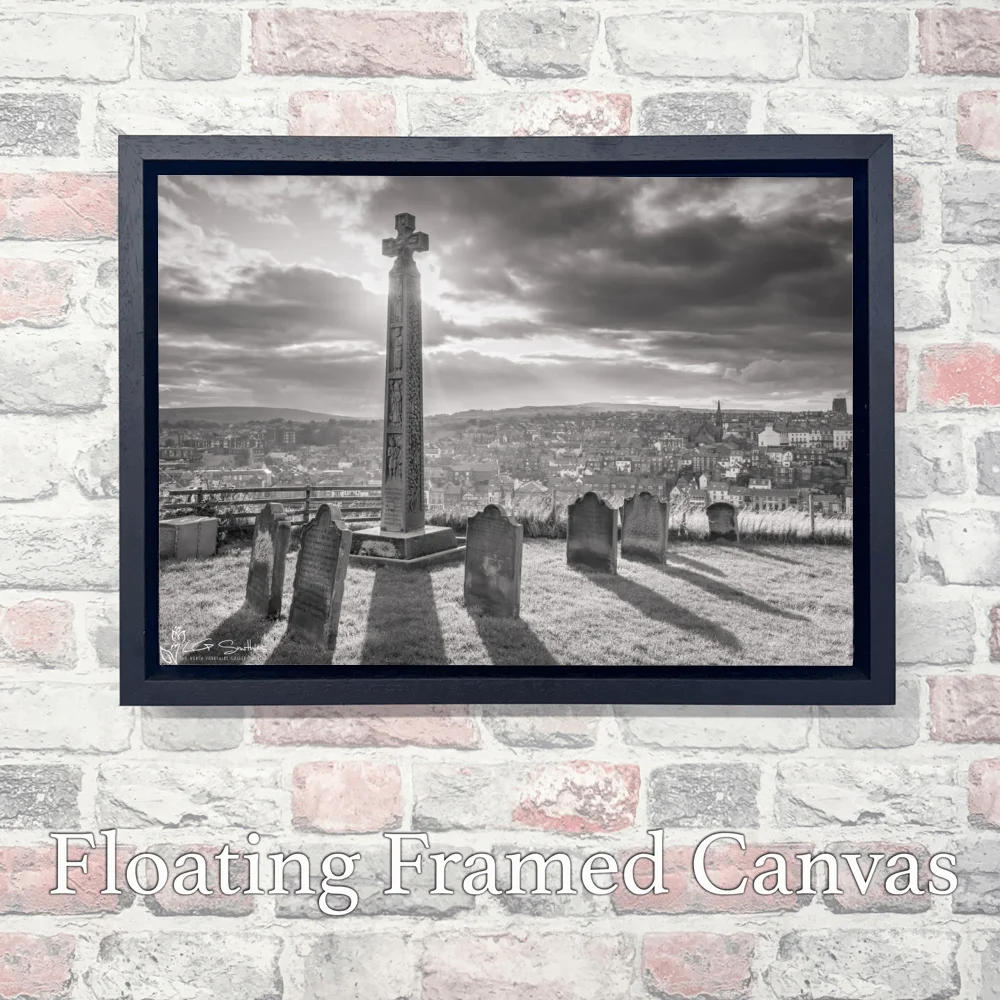Caedmon's Cross Black And White 3 Caedmon's Cross Black And White - Landscape-Float-Frame-Canvas