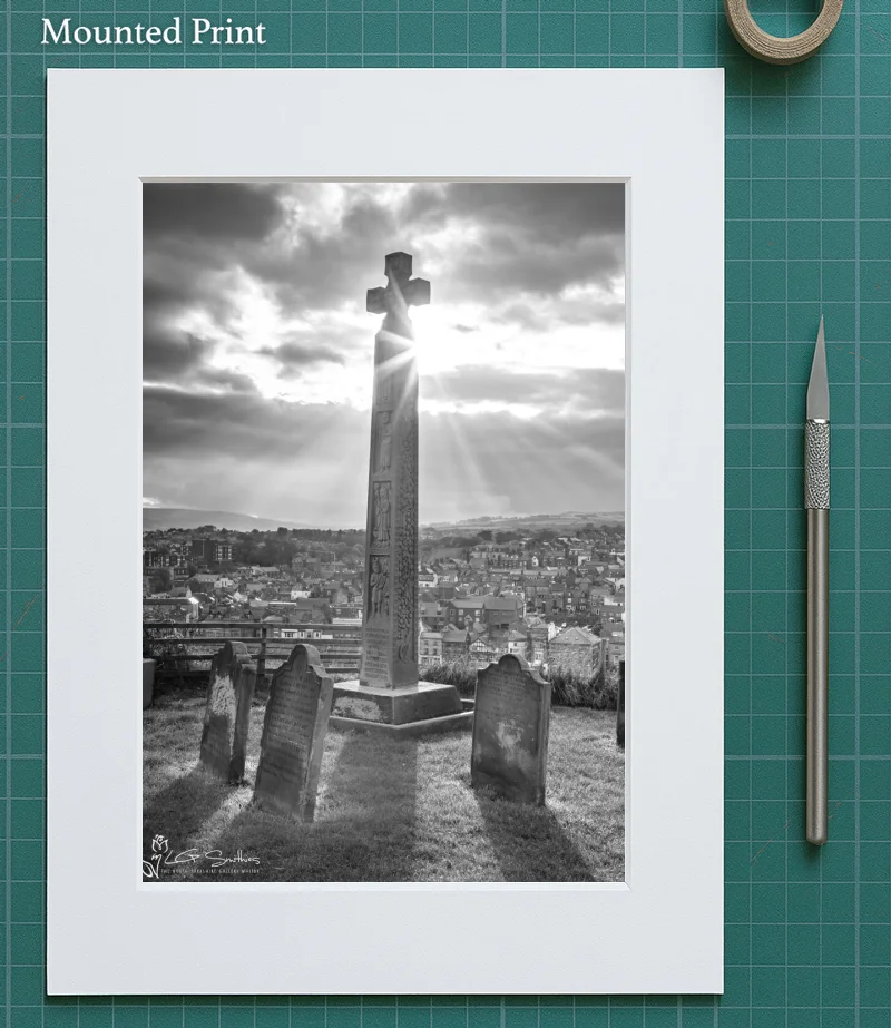 Caedmon's Cross Black And White Portrait 5 Caedmon's Cross Black And White Portrait - Mounted-Print-Portrait