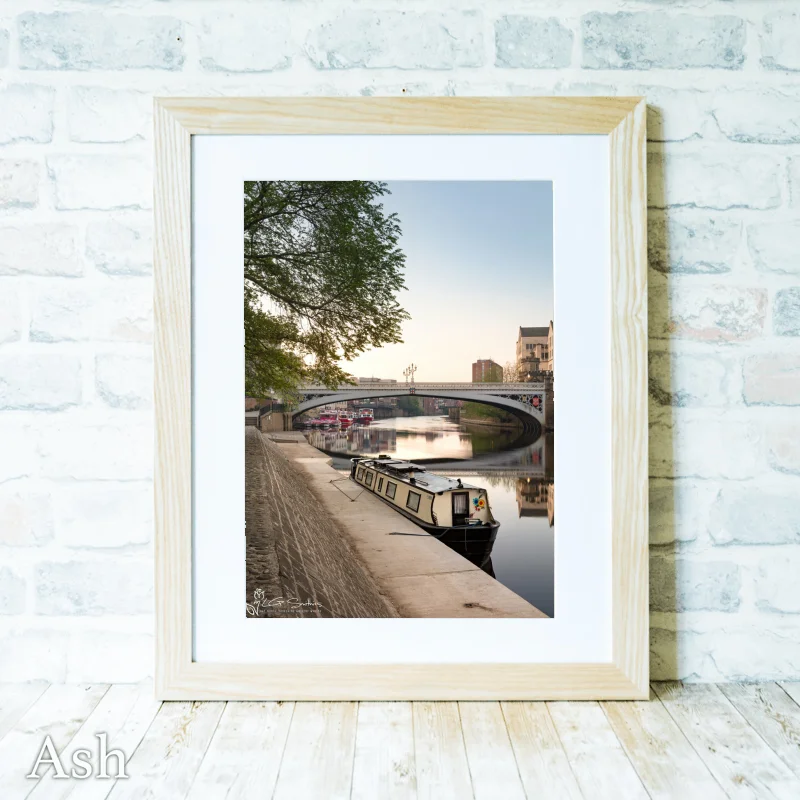 Canal Boat On The Ouse York 4 Canal Boat On The Ouse York - Ash-Portrait-Frame