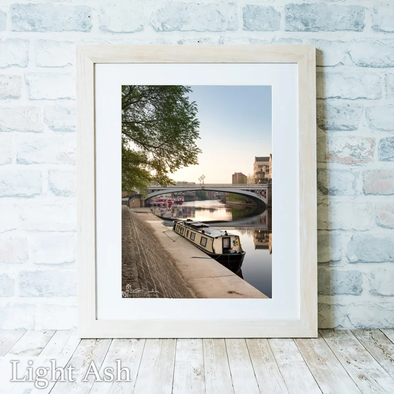 Canal Boat On The Ouse York 2 Canal Boat On The Ouse York - Light-Ash-Portrait-Frame