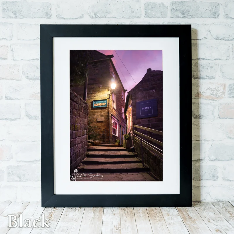 Chapel Street Sunrise Robin Hoods Bay 3 Chapel Street Sunrise Robin Hoods Bay - Black-Portrait-Frame