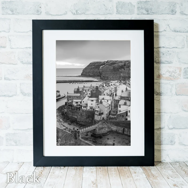 Chilly Morning At Staithes Portrait 3 Chilly Morning At Staithes Portrait - Black-Portrait-Frame