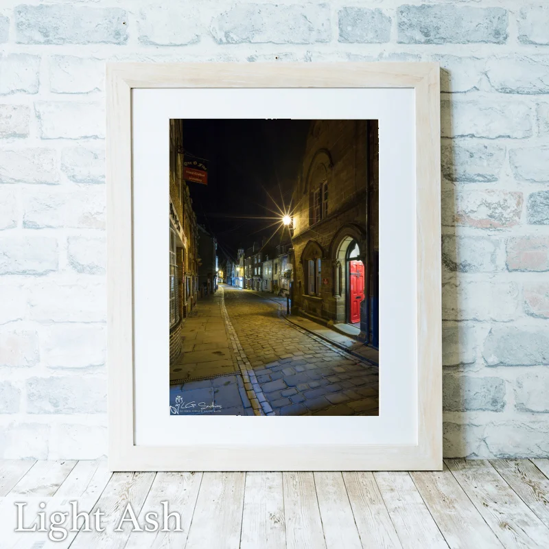 Church St And Old Market Whitby 2 Church St And Old Market Whitby - Light-Ash-Portrait-Frame
