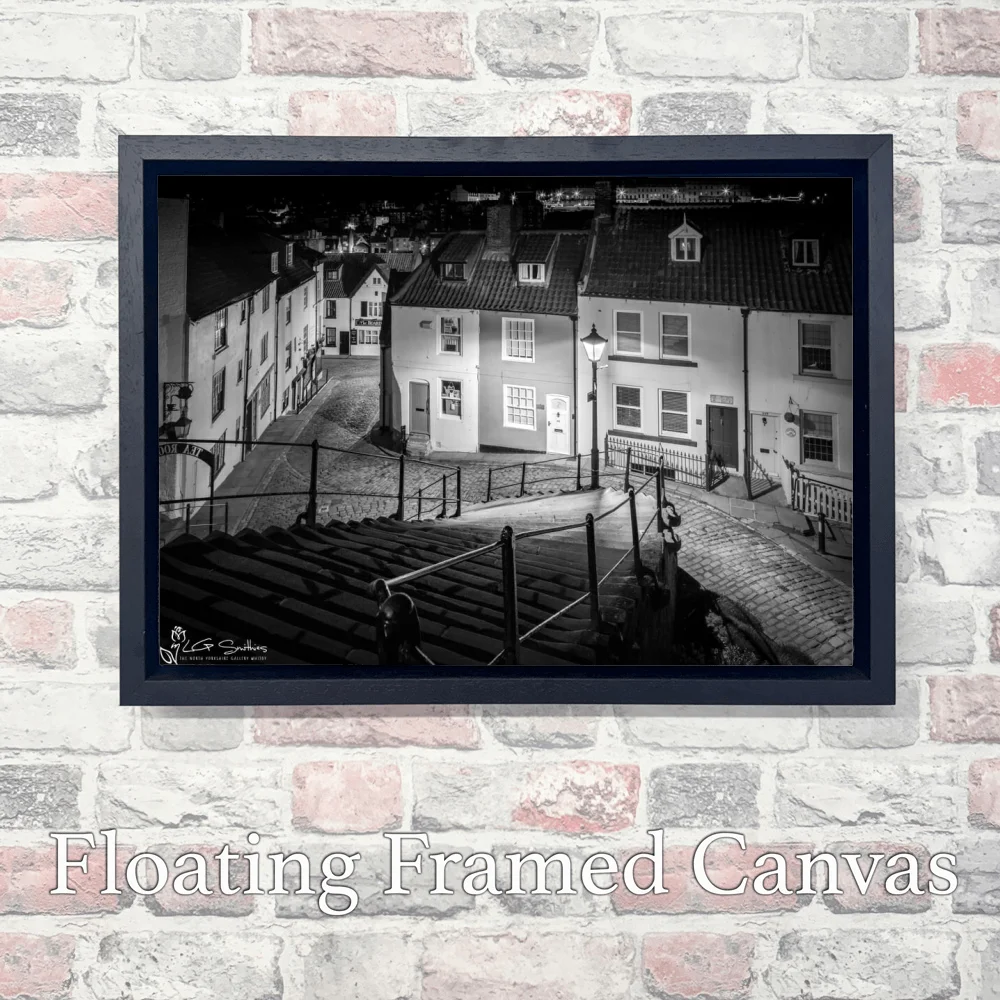 Church St and The 199 Steps Whitby 3 Church St and The 199 Steps Whitby - Landscape-Float-Frame-Canvas