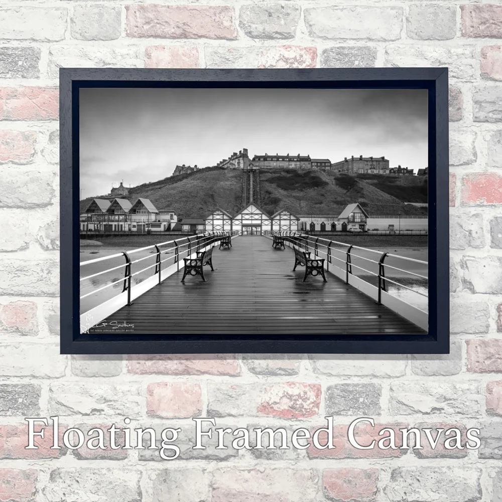 Classic Saltburn Black and White 3 Classic Saltburn Black and White - Landscape-Float-Frame-Canvas