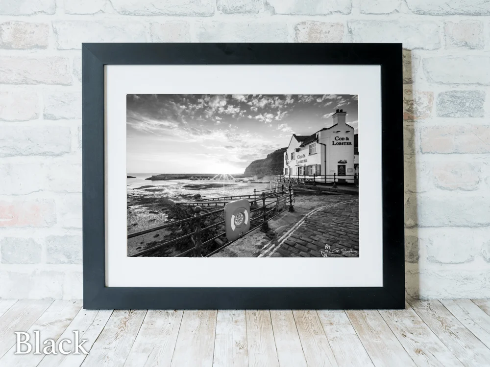 Cod and Lobster Sunrise Black and White 6 Cod and Lobster Sunrise Black and White - Black-Landscape-Frame