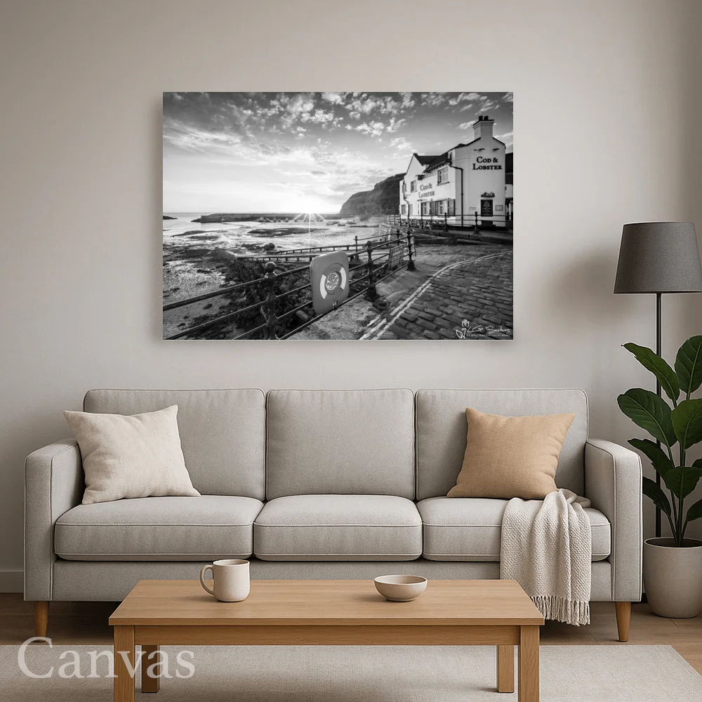Cod and Lobster Sunrise Black and White 8 Cod and Lobster Sunrise Black and White - Wall-art-for-living-room-landscape