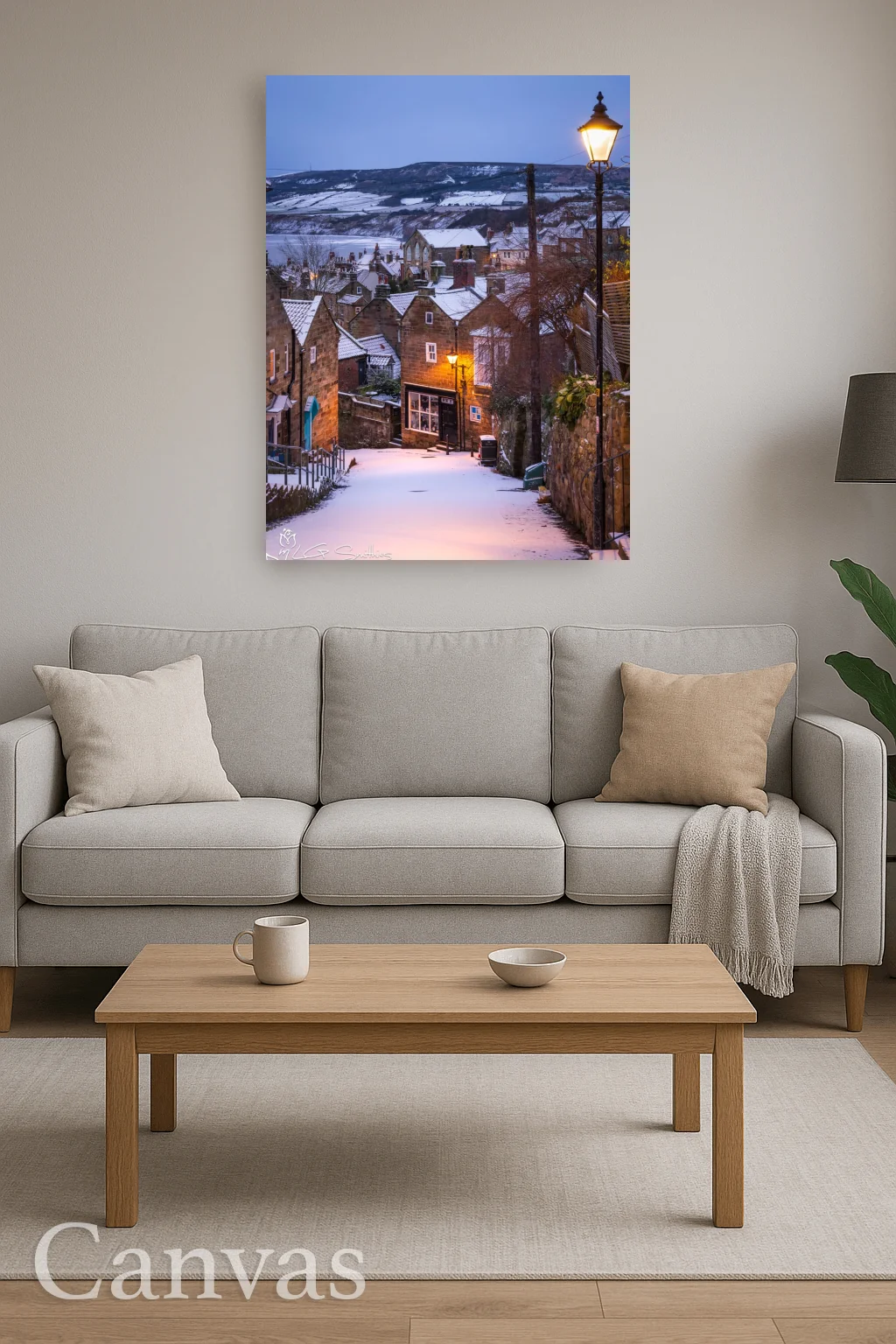 Cosy Cottages At Snow Covered Robin Hoods Bay 8 Cosy Cottages At Snow Covered Robin Hoods Bay - Wall-art-for-living-room-portrait