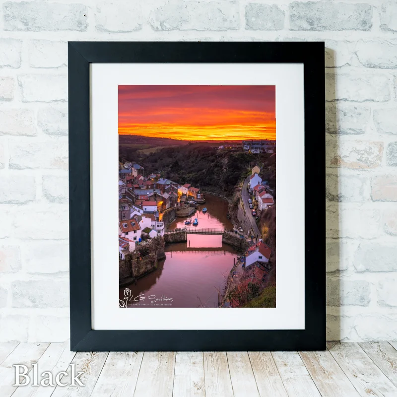 Cowbar And Staithes At Sunset 3 Cowbar And Staithes At Sunset - Black-Portrait-Frame