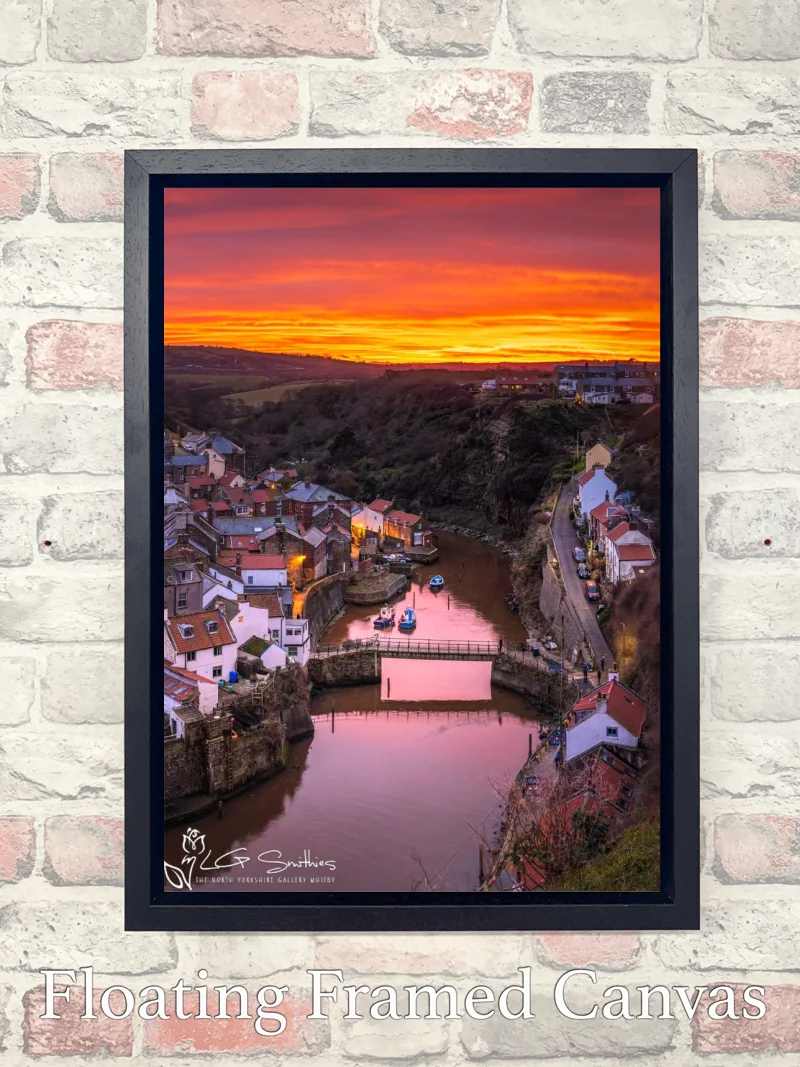 Cowbar And Staithes At Sunset 7 Cowbar And Staithes At Sunset - Float-Frame-Canvas-Portrait